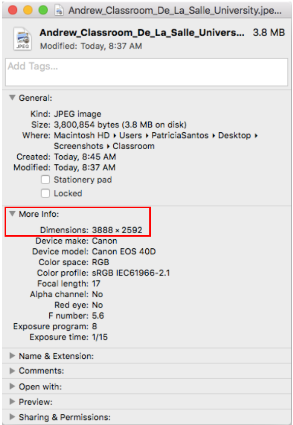 How to check an image&rsquo;s resolution? (Mac)