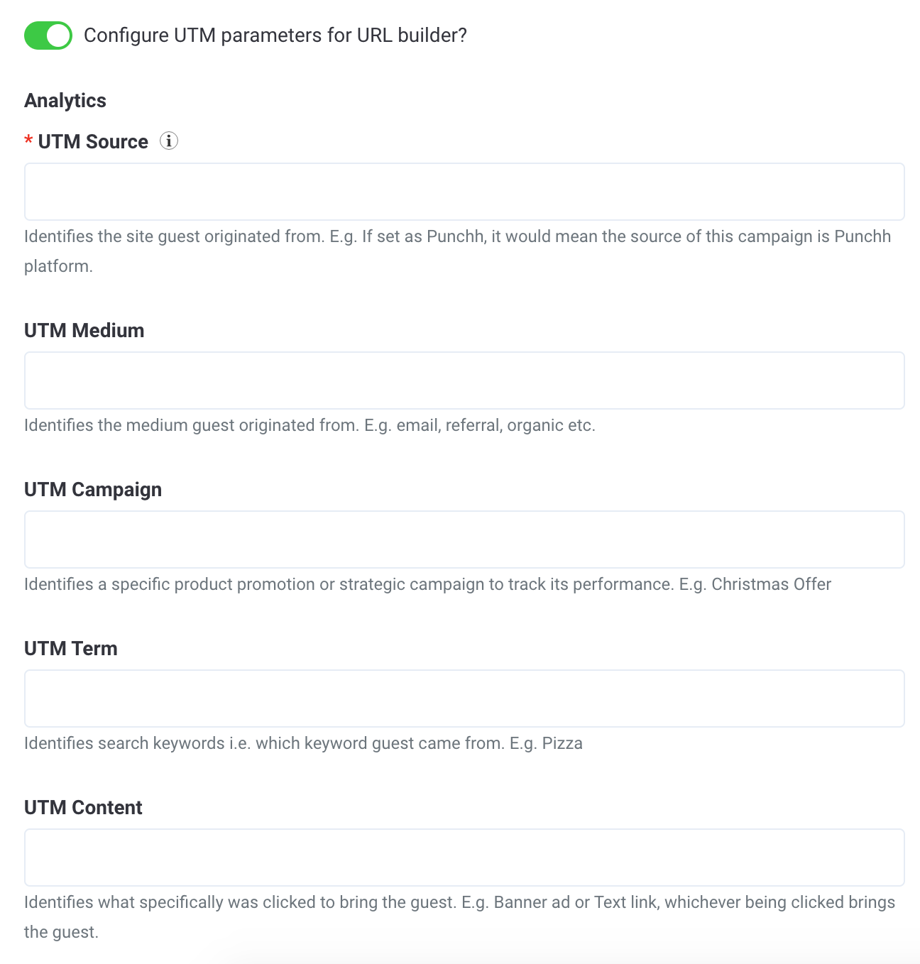 Do Punchh Campaigns support UTM link tracking in Google Analytics?